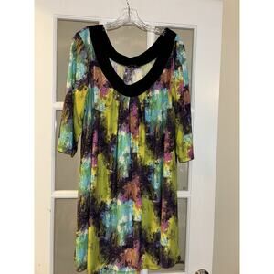 Fashion Love watercolor multicolor blouse 3/4 sleeve unique 2XL boutique